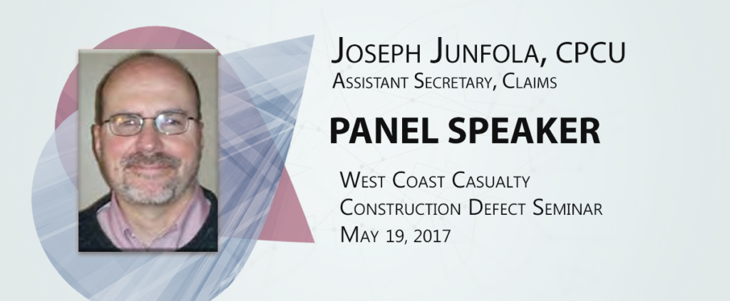Joseph Junfola Speaking at the West Coast Casualty Construction Defect Seminar