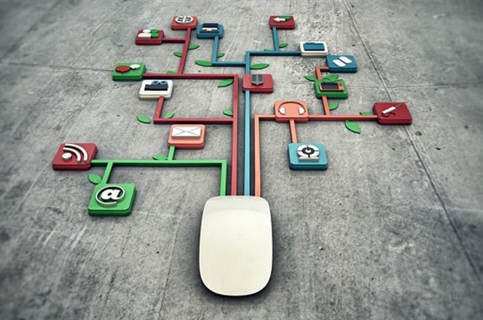 Overhead photo of a computer mouse navigating through a maze