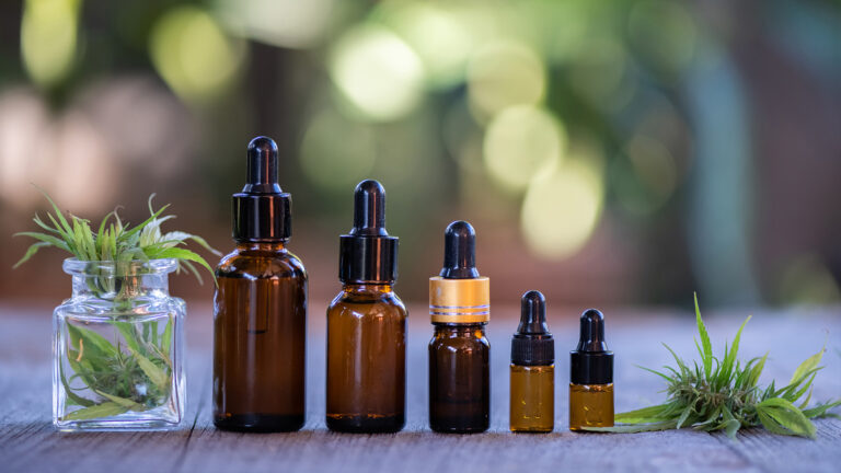 Jars with CBD tinctures