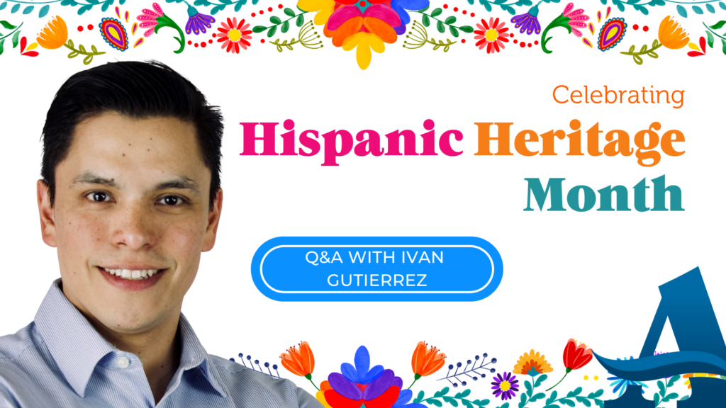 Headshot of Ivan Gutierrez on a graphic celebrating Hispanic Heritage Month