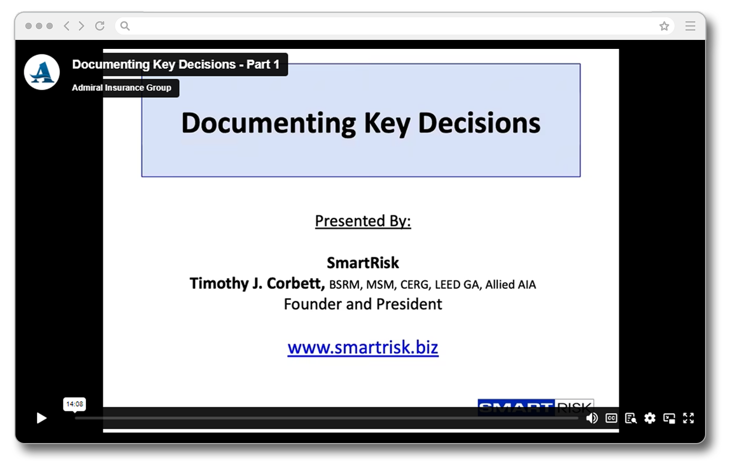 Thumbnail image of video player for the "Importance of documenting key decisions" video