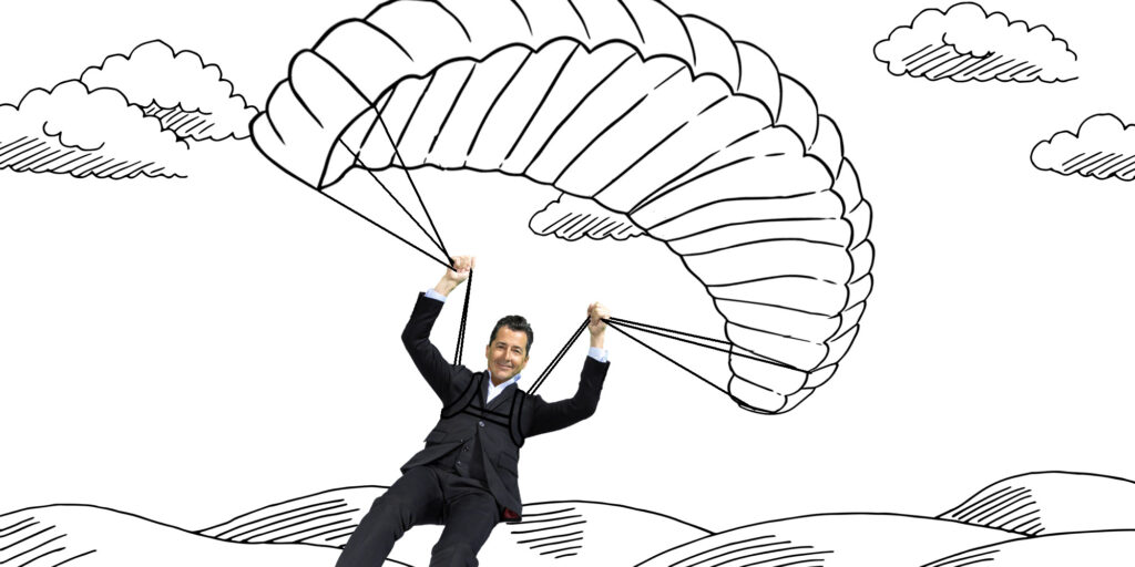 Brian Lineberger with Illustration of Parachuting in the Background