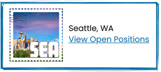 Postage Stamp Graphic with Skyline of Seattle, WA
