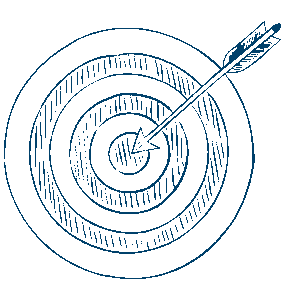 Sketch of an arrow in a bullseye