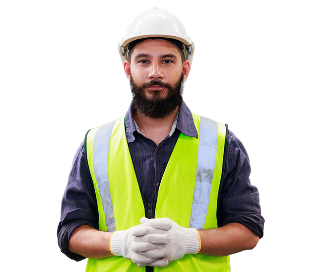 Construction worker looking at the camera