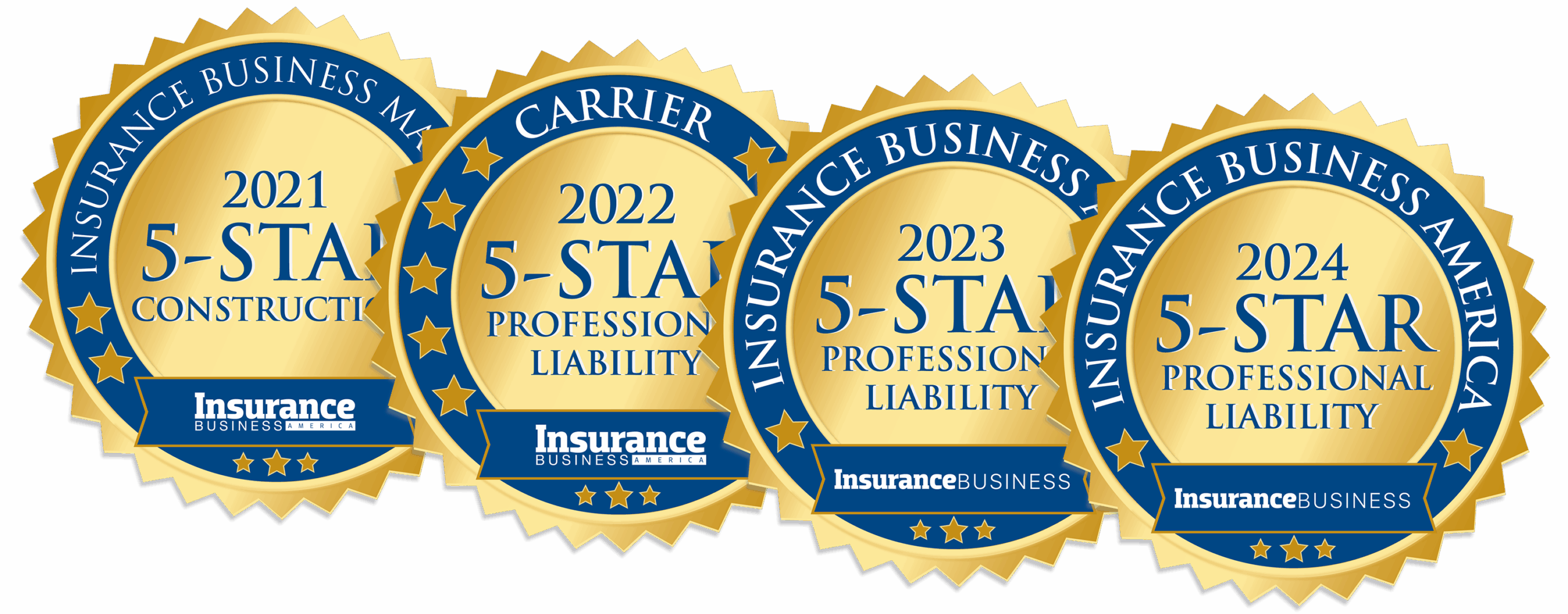 Insurance Business America 5-Star Award Badges 2021-2024