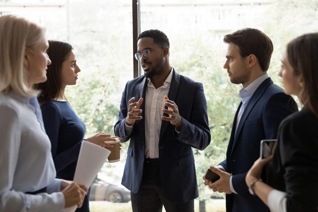 Group of business leaders having a discussion