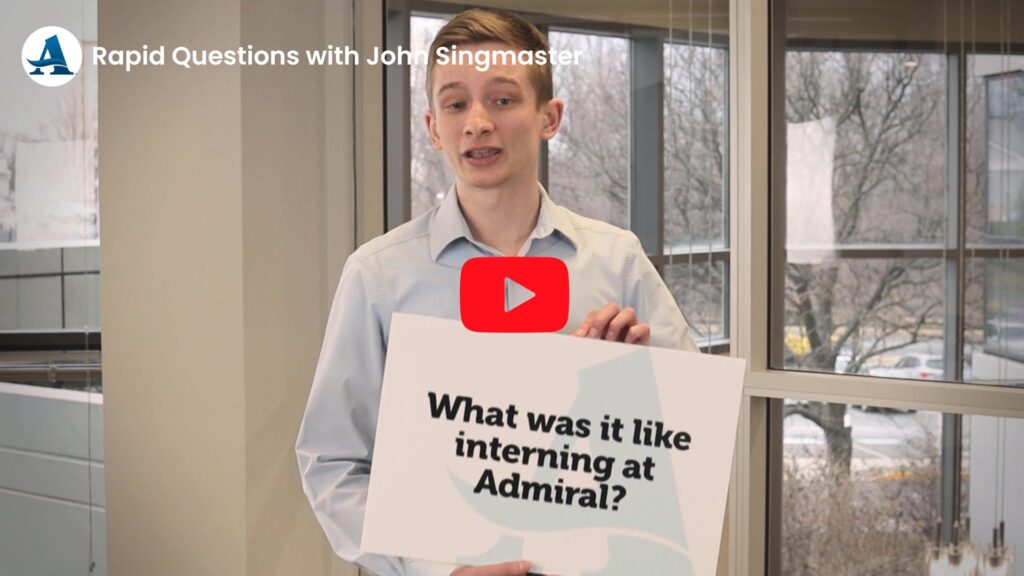 John Singmaster answering questions about working as an underwriter at Admiral Insurance Group.