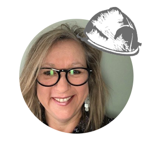 Tiffany Gamlin headshot and illustration of hard hat