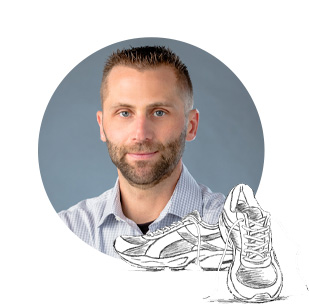 Jason Maxfield Headshot with Sketch of Running Shoes